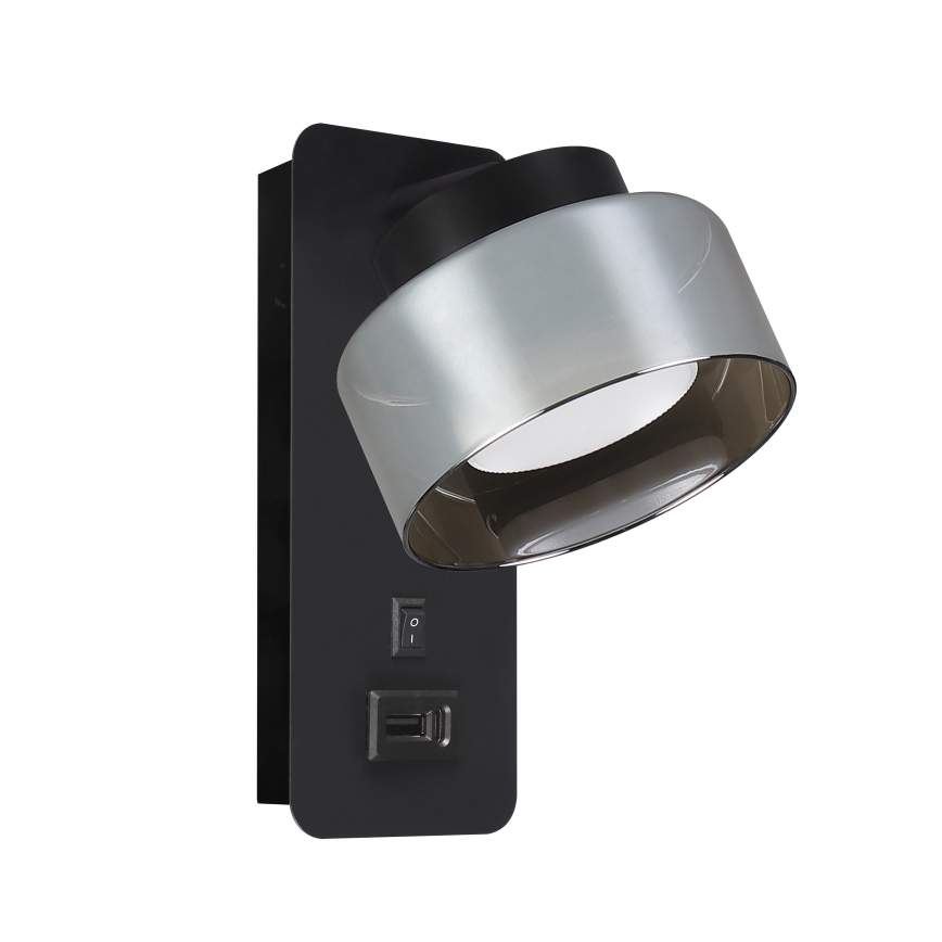 BRILAGI - LED RGB+CCT zidna svjetiljka s mogućnošću prigušivanja i USB priključkom AURA LUX 1xGX53/14W/230V 2700-6500K Wi-Fi Tuya crna/dimljena