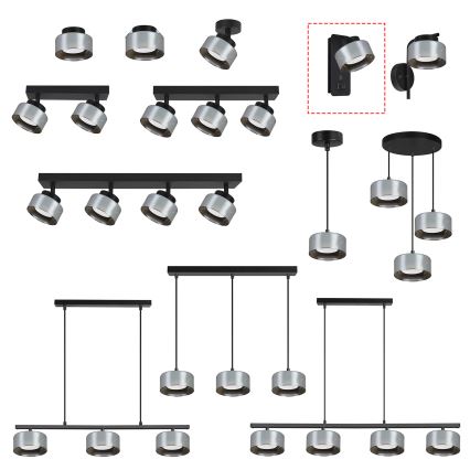 BRILAGI - LED RGB+CCT zidna svjetiljka s mogućnošću prigušivanja i USB priključkom AURA LUX 1xGX53/14W/230V 2700-6500K Wi-Fi Tuya crna/dimljena