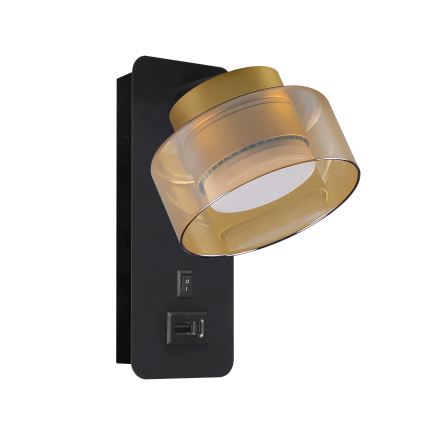 Brilagi - LED RGB+CCT prigušiva zidna lampa s USB priključkom AURA LUX 1xGX53/14W/230V 2700-6500K Wi-Fi Tuya crna/zlatna