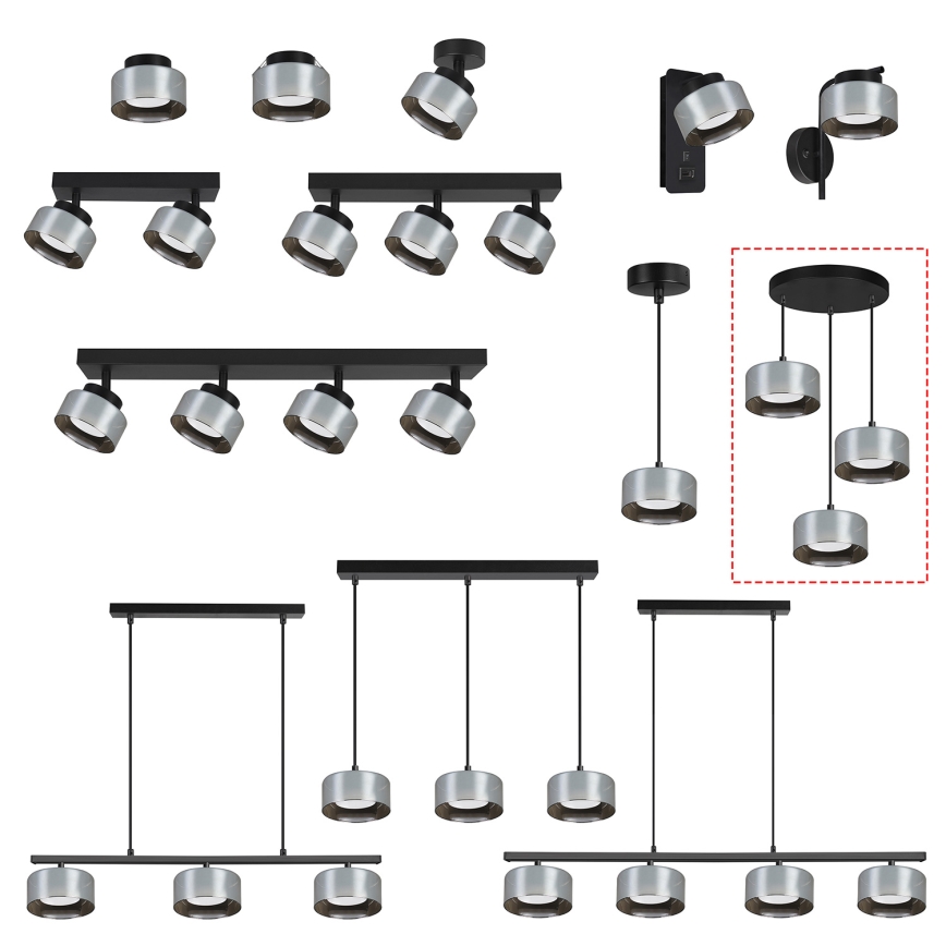 BRILAGI - LED RGB+CCT Prigušivi luster na sajli AURA LUX 3xGX53/14W/230V 2700-6500K Wi-Fi Tuya crna/zadimljena
