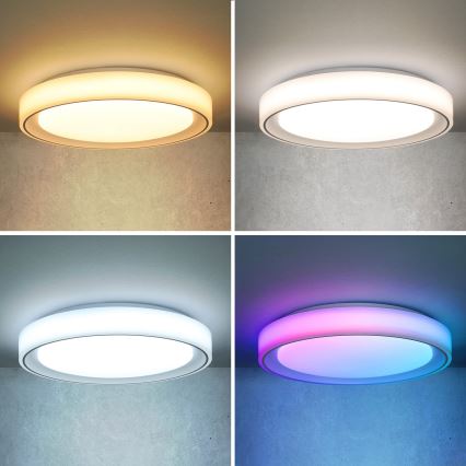 Brilagi - LED RGB stropna svjetiljka FLOCO s mogućnošću prigušivanja LED/30W/230V Ø 39,5 cm 3000-6500K Wi-Fi Tuya + LED/6W + daljinski upravljač