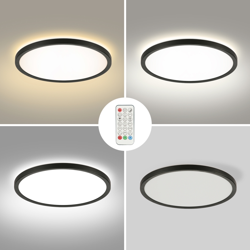 Brilagi - LED RGBW Prigušiva stropna svjetiljka ULTRA SLIM LED/18W/230V 2700-6500K pr. 30 cm crna + daljinski upravljač