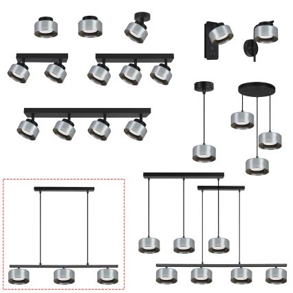 Brilagi - LED RGB+CCT prigušivi luster na sajli AURA LUX 3xGX53/14W/230V 2700-6500K Wi-Fi Tuya crna/dimljena