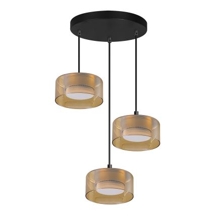 Brilagi - LED RGB+CCT luster s mogućnošću prigušivanja na užetu AURA LUX 3xGX53/14W/230V 2700-6500K Wi-Fi Tuya crna/zlatna