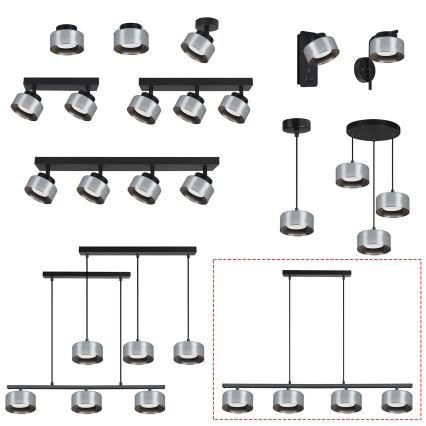 BRILAGI - LED RGB+CCT prigušivi luster na sajli AURA LUX 4xGX53/14W/230V 2700-6500K Wi-Fi Tuya crna/zadimljena