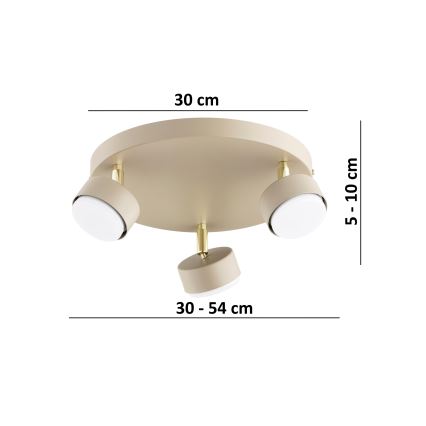 Brilagi - LED RGB+CCT prigušivo točkasto svjetlo MONO 3xGX53/14W/230V 2700-6500K Wi-Fi Tuya bež/zlatna