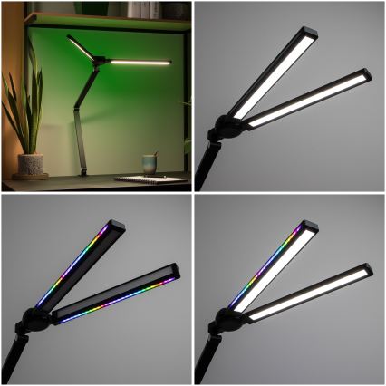 BRILAGI - LED RGBTW prigušiva stolna lampa s dodirnim upravljanjem i kopčom VARIO LED/18W/230V 3000-6500K CRI 96 crna