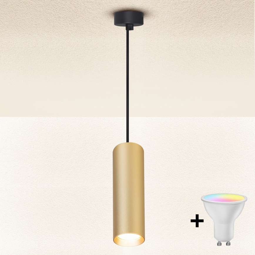 Brilagi - LED RGBW dimabilan luster na kabelu SELE 1xGU10/6,5W/230V 2700-6500K crna/zlatna