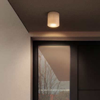 Brilagi - LED RGBW prigušivo kupaonsko svjetlo MIA 1xGU10/4,8W/230V 3000K 84x80 mm u dekoru hrasta IP44 + daljinski upravljač
