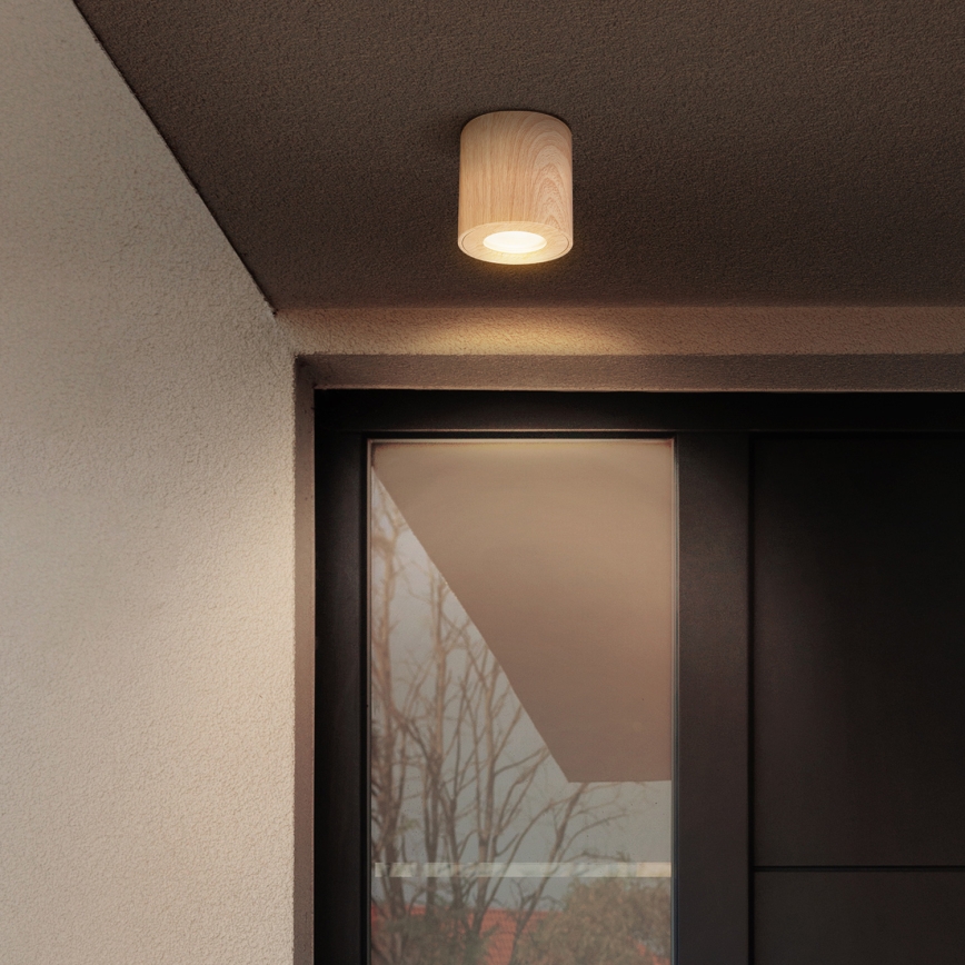 Brilagi - LED RGBW prigušivo kupaonsko svjetlo MIA 1xGU10/4,8W/230V 3000K 84x80 mm u dekoru hrasta IP44 + daljinski upravljač