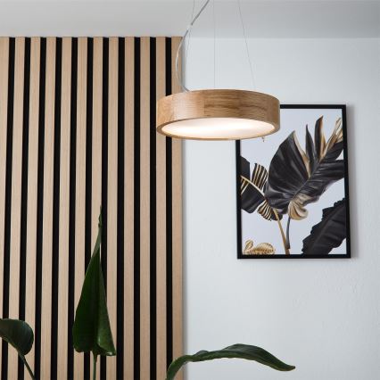 Brilagi - LED RGBW prigušivi luster na sajli CARVALHO 2xE27/9W/230V 2700-6500K Wi-Fi hrast prom. 37 cm
