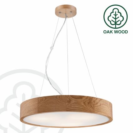BRILAGI - LED RGBW luster na užetu CARVALHO s mogućnošću prigušivanja 3xE27/12W/230V 2700-6500K hrast promjer 47,5 cm