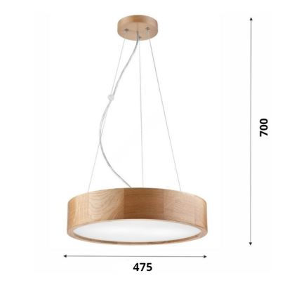 BRILAGI - LED RGBW luster na užetu CARVALHO s mogućnošću prigušivanja 3xE27/12W/230V 2700-6500K hrast promjer 47,5 cm