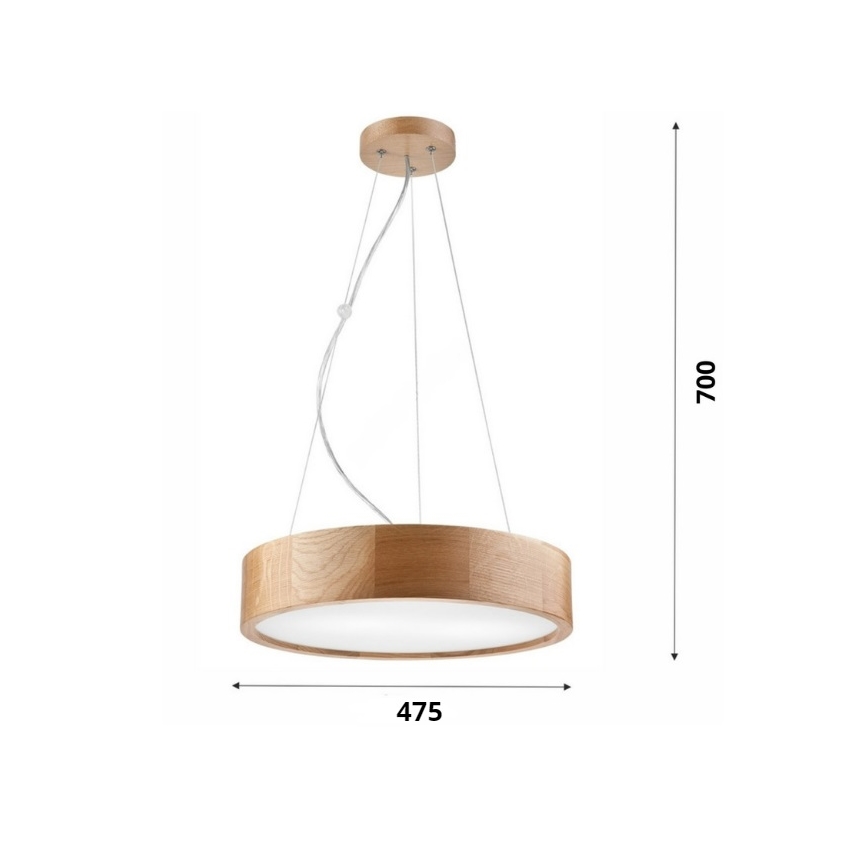 BRILAGI - LED RGBW luster na užetu CARVALHO s mogućnošću prigušivanja 3xE27/12W/230V 2700-6500K hrast promjer 47,5 cm