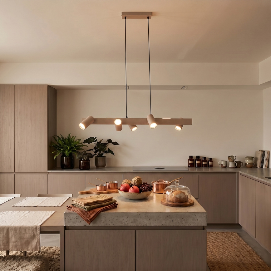 Brilagi - LED RGBW luster na užetu SELE, s mogućnošću prigušivanja 6xGU10/6,5W/230V 2700-6500K bež + daljinski upravljač