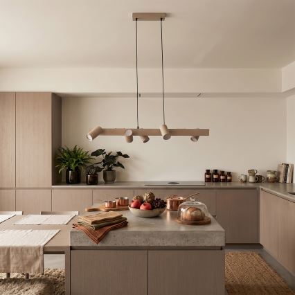 Brilagi - LED RGBW luster na užetu SELE, s mogućnošću prigušivanja 6xGU10/6,5W/230V 2700-6500K bež + daljinski upravljač