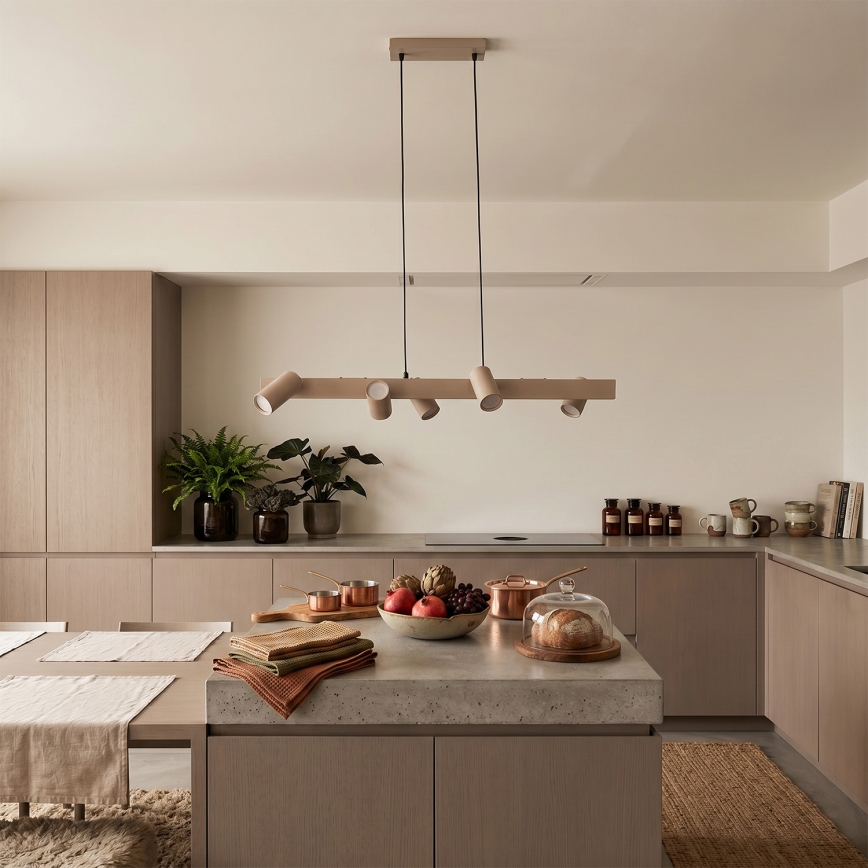 Brilagi - LED RGBW luster na užetu SELE, s mogućnošću prigušivanja 6xGU10/6,5W/230V 2700-6500K bež + daljinski upravljač