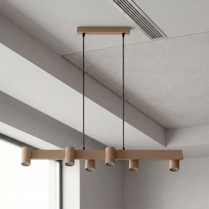 Brilagi - LED RGBW luster na užetu SELE, s mogućnošću prigušivanja 6xGU10/6,5W/230V 2700-6500K bež + daljinski upravljač