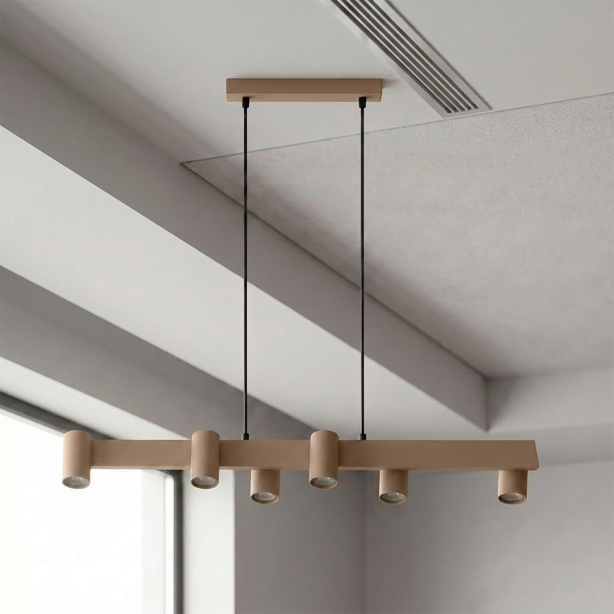 Brilagi - LED RGBW luster na užetu SELE, s mogućnošću prigušivanja 6xGU10/6,5W/230V 2700-6500K bež + daljinski upravljač