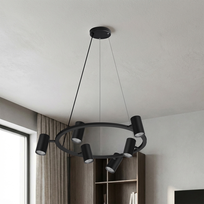 Brilagi - LED RGBW s možností prigušivanja, viseći luster na sajli SELE 6xGU10/6,5W/230V 2700-6500K crna + daljinski upravljač