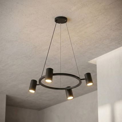 Brilagi - LED RGBW luster s mogućnošću prigušivanja na sajli SELE 4xGU10/6,5W/230V 2700-6500K crna
