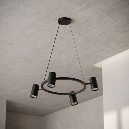 Brilagi - LED RGBW luster s mogućnošću prigušivanja na sajli SELE 4xGU10/6,5W/230V 2700-6500K crna