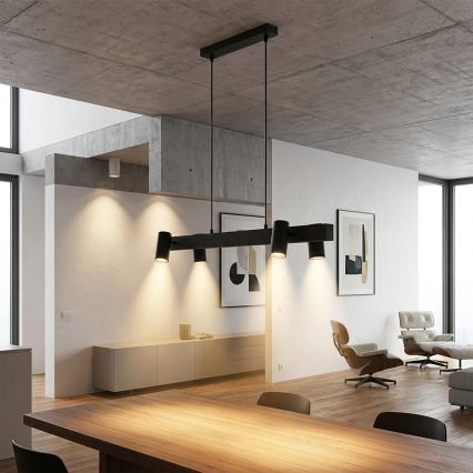 Brilagi - LED RGBW s mogućnošću prigušivanja, viseći luster na sajli SELE 4xGU10/6,5W/230V 2700-6500K crna