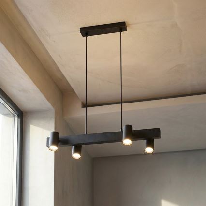 Brilagi - LED RGBW s mogućnošću prigušivanja, viseći luster na sajli SELE 4xGU10/6,5W/230V 2700-6500K crna