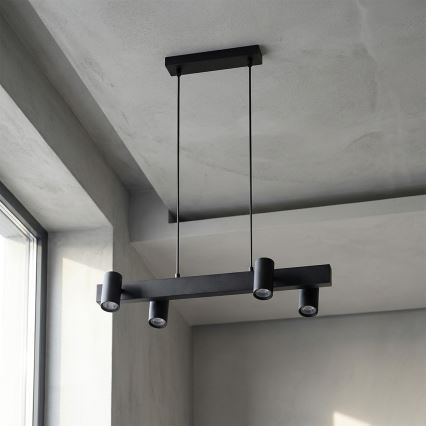 Brilagi - LED RGBW s mogućnošću prigušivanja, viseći luster na sajli SELE 4xGU10/6,5W/230V 2700-6500K crna