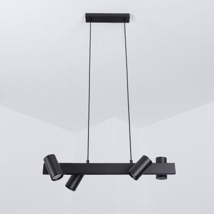 Brilagi - LED RGBW s mogućnošću prigušivanja, viseći luster na sajli SELE 4xGU10/6,5W/230V 2700-6500K crna