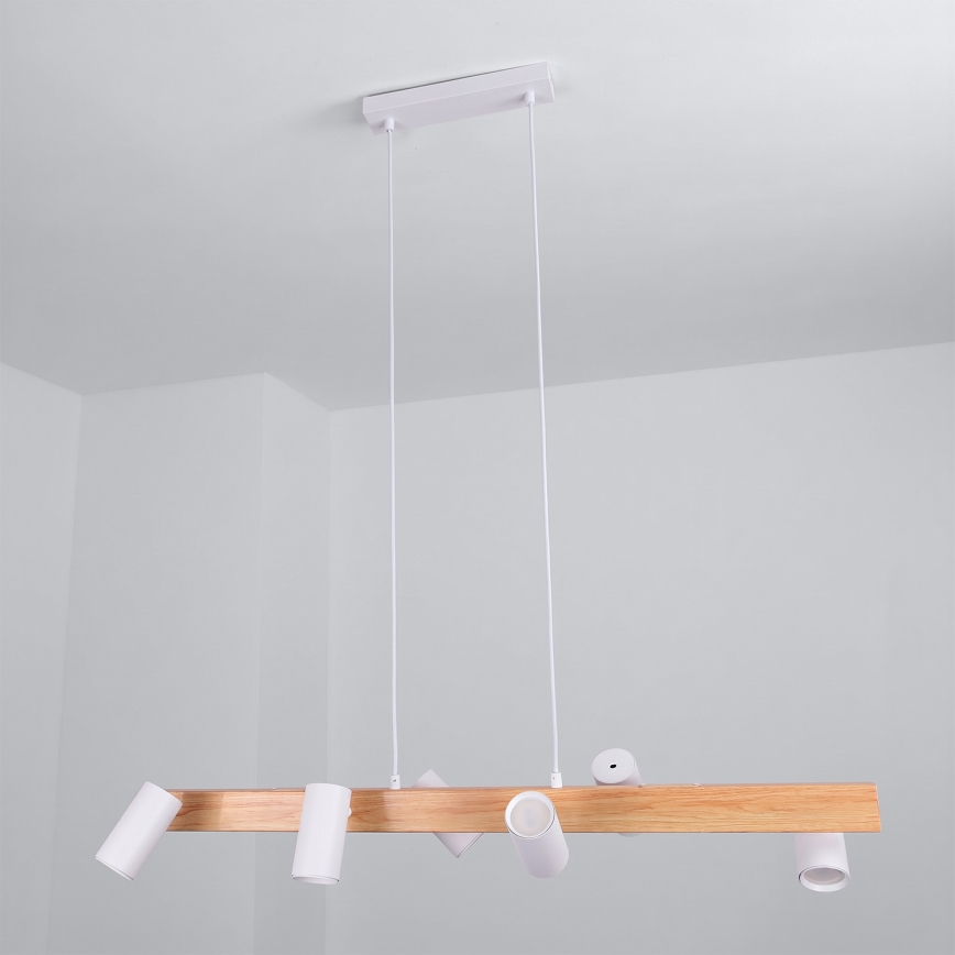 Brilagi - LED RGBW prigušivi luster na sajli SELE 6xGU10/6,5W/230V 2700-6500K bijela/dekor hrasta + daljinski upravljač