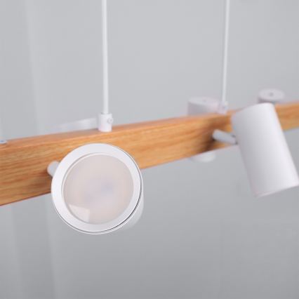 Brilagi - LED RGBW prigušivi luster na sajli SELE 6xGU10/6,5W/230V 2700-6500K bijela/dekor hrasta + daljinski upravljač