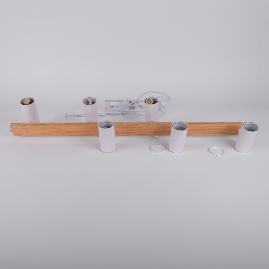 Brilagi - LED RGBW prigušivi luster na sajli SELE 6xGU10/6,5W/230V 2700-6500K bijela/dekor hrasta + daljinski upravljač