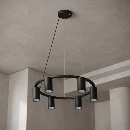 Brilagi - LED RGBW luster na sajli SELE 6xGU10/6,5W/230V 2700-6500K crna + daljinski upravljač s mogućnošću prigušivanja