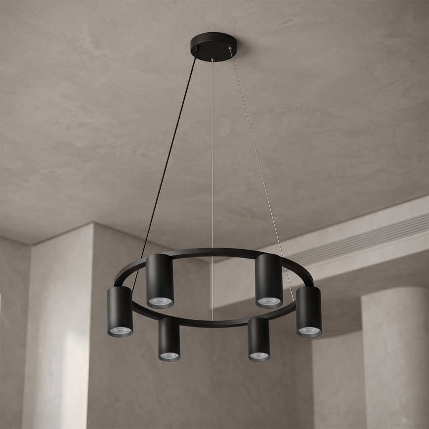 Brilagi - LED RGBW luster na sajli SELE 6xGU10/6,5W/230V 2700-6500K crna + daljinski upravljač s mogućnošću prigušivanja