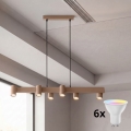 Brilagi - LED RGBW luster na užetu SELE, s mogućnošću prigušivanja 6xGU10/6,5W/230V 2700-6500K bež + daljinski upravljač