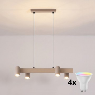 Brilagi - LED RGBW luster s prigušivanjem na sajli SELE 4xGU10/6,5W/230V 2700-6500K bež