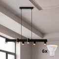 Brilagi - LED RGBW luster s prigušivanjem na sajli SELE 6xGU10/6,5W/230V 2700-6500K crna + daljinski upravljač