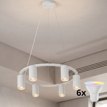 Brilagi - LED RGBW prigušiv luster na sajli SELE 6xGU10/6,5W/230V 2700-6500K bijela + daljinski upravljač