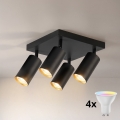 Brilagi - LED RGBW prigušiva reflektorska svjetiljka SELE SQUARE 4xGU10/6,5W/230V 2700-6500K crna/zlatna