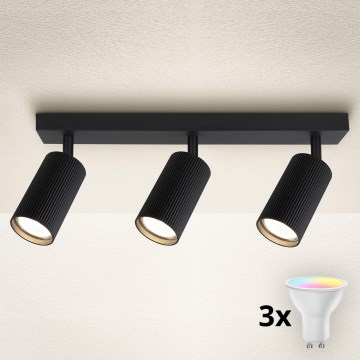 Brilagi - LED RGBW prigušiva spot svjetiljka SELE MODERN 3xGU10/6W/230V 3000K crna + daljinski upravljač
