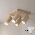 Brilagi - LED RGBW prigušiva spot svjetiljka SELE SQUARE 4xGU10/6,5W/230V 2700-6500K bež
