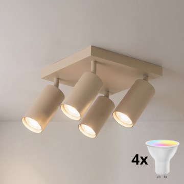 Brilagi - LED RGBW prigušiva spot svjetiljka SELE SQUARE 4xGU10/6,5W/230V 2700-6500K bež