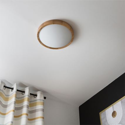 Brilagi - LED RGBW prigušivo stropno svjetlo CARVALHO SLIM 2xE27/15W/230V 2700-6500K Wi-Fi hrast, promjer 37 cm