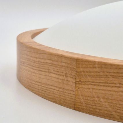 Brilagi - LED RGBW prigušivo stropno svjetlo CARVALHO SLIM 2xE27/15W/230V 2700-6500K Wi-Fi hrast, promjer 37 cm