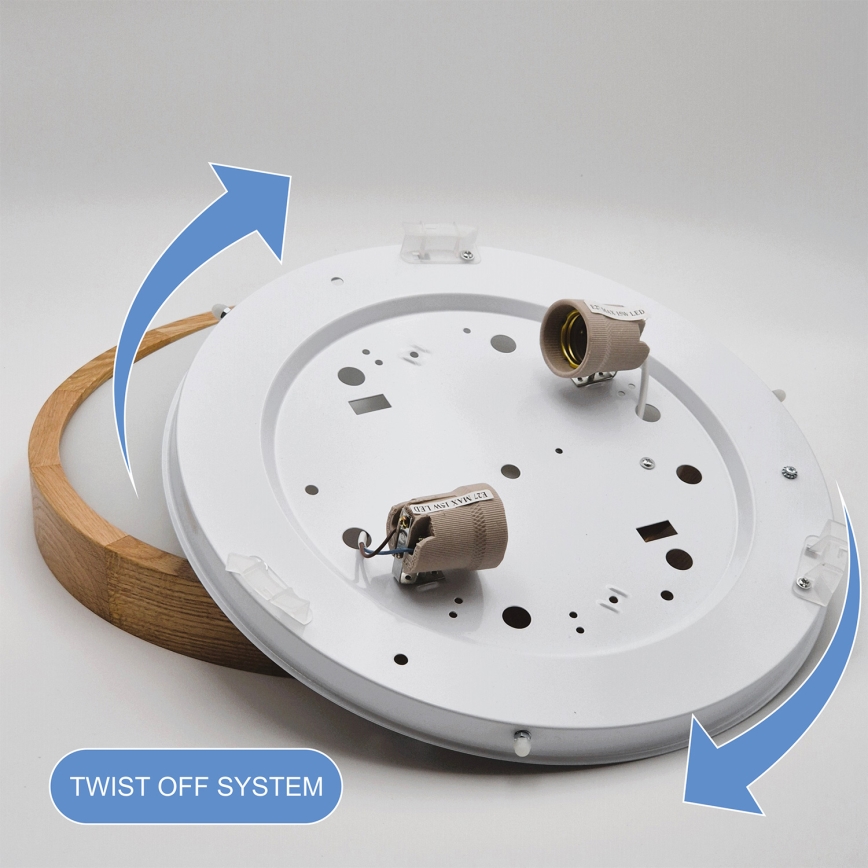 Brilagi - LED RGBW prigušivo stropno svjetlo CARVALHO SLIM 2xE27/15W/230V 2700-6500K Wi-Fi hrast, promjer 37 cm