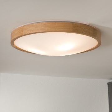 Brilagi - LED RGBW prigušiva stropna svjetiljka CARVALHO SLIM 3xE27/15W/230V 2700-6500K Wi-Fi hrast Ø 47 cm