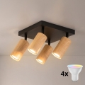 Brilagi - LED RGBW prigušiva točkasta svjetiljka SELE SQUARE 4xGU10/6,5W/230V 2700-6500K crna/dekor hrasta