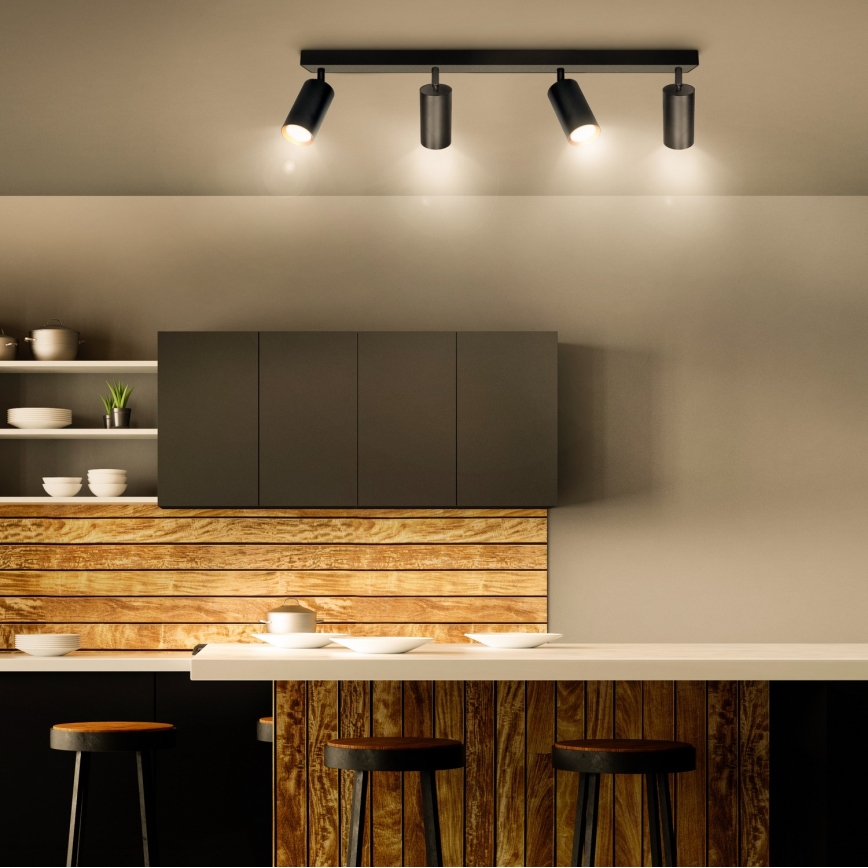 Brilagi - LED RGBW prigušivo spot svjetlo SELE 4xGU10/4,8W/230V 3000K crna/zlatna + daljinski upravljač