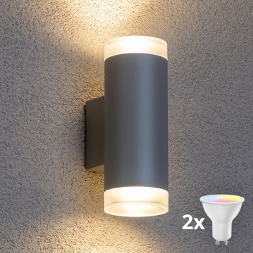 Brilagi - LED RGBW prigušiva vanjska zidna svjetiljka MATERA 2xGU10/6W/230V 3000K IP54 siva